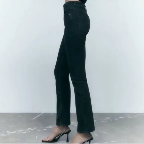 Zara Ankle Mid-rise Black Flare Jeans (Size 8) - Picture 2 of 10